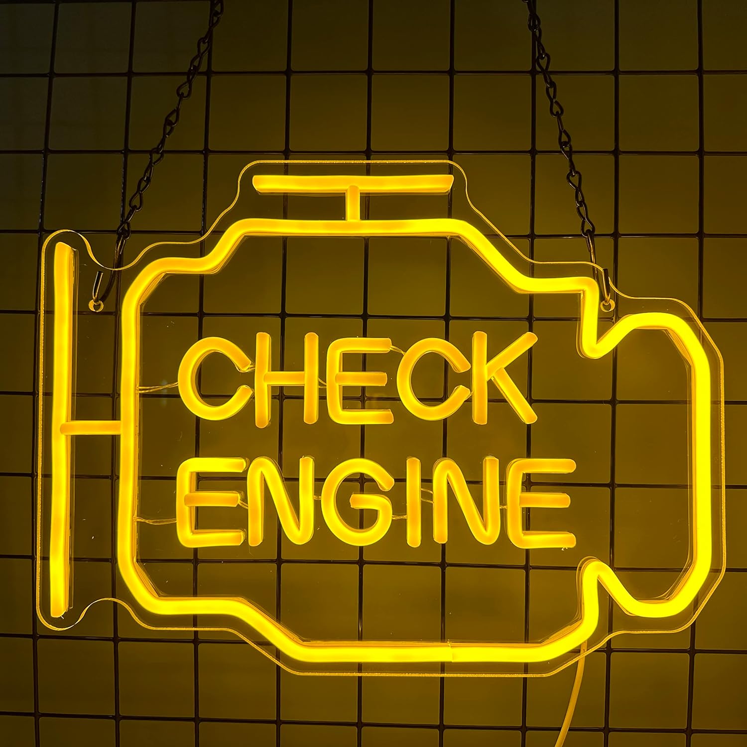 Check Engine Light Neon Signs for Wall Decor, LED 