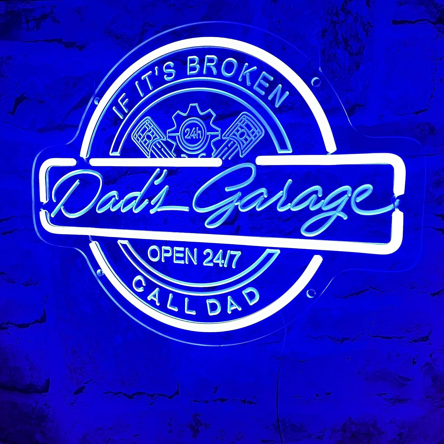 DUNACO Dad's Garage Neon Sign with Remote for Garage Man Cave Decor