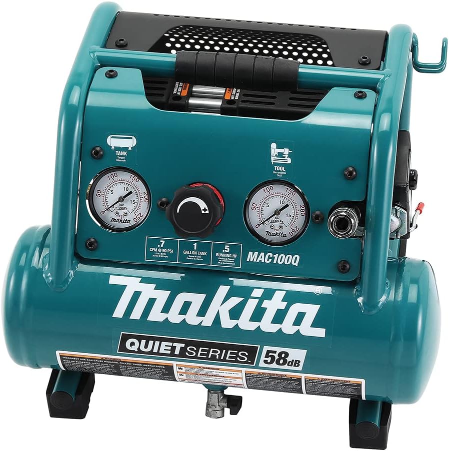 Makita MAC100Q Quiet Series, 1/2 HP, 1 Gallon Compact, Oil-Free, Electric Air Compressor
1
