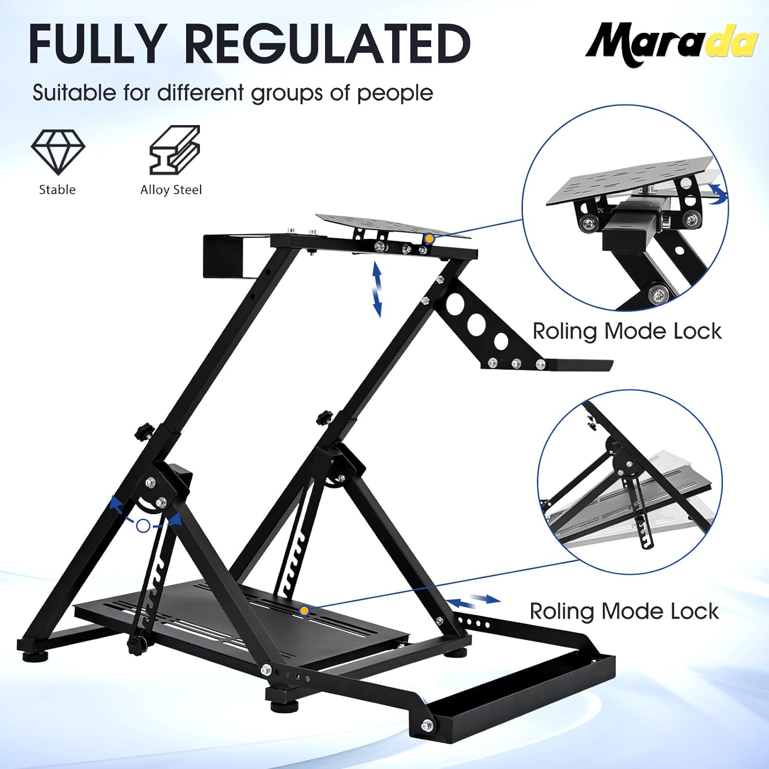 Marada X Frame Steering Wheel Stand Racing Sim Stand with Seat Slot Fit for Logitech,Thrustmaster,Fanatec,G25 G27 G29 G920 T300 T248,Racing Simulator Cockpit, No Wheel Pedal Shifter