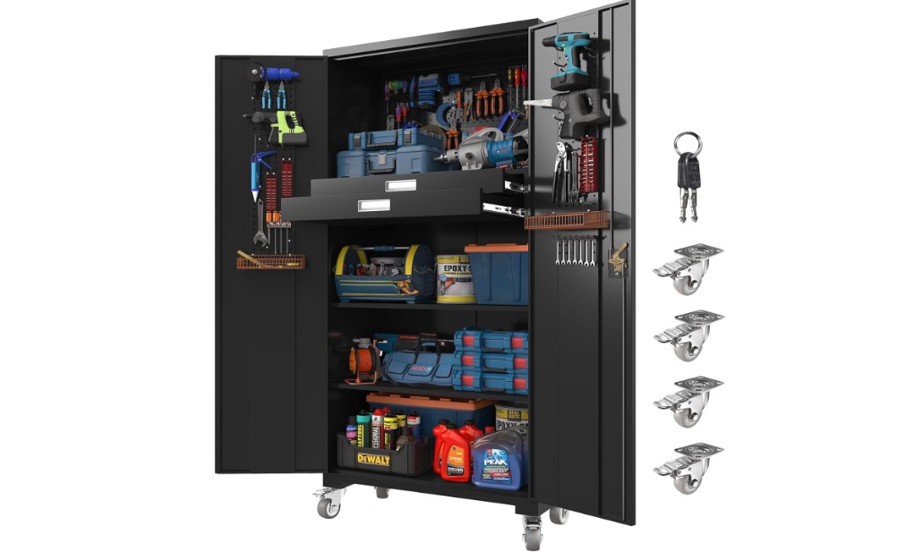 Metal Storage Cabinet with Doors & Adjustable Shelves2