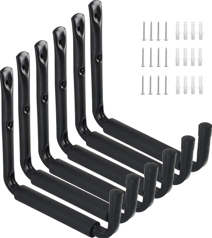 6 PCS Wall Mount Heavy Duty garage storage holder & racks Garage Organization Hooks Garage Storage Utility Wall Hooks
