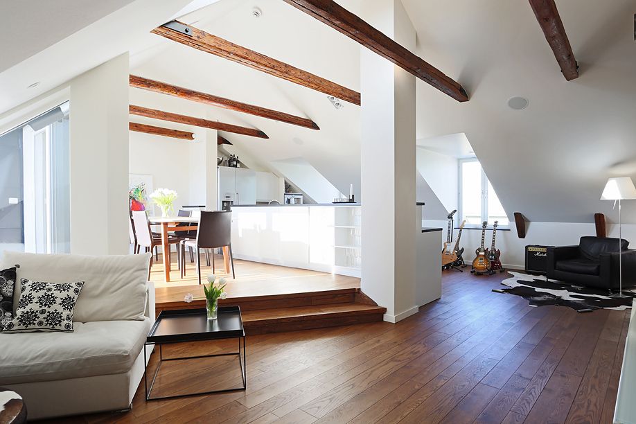 Loft-style apartment with exposed beams