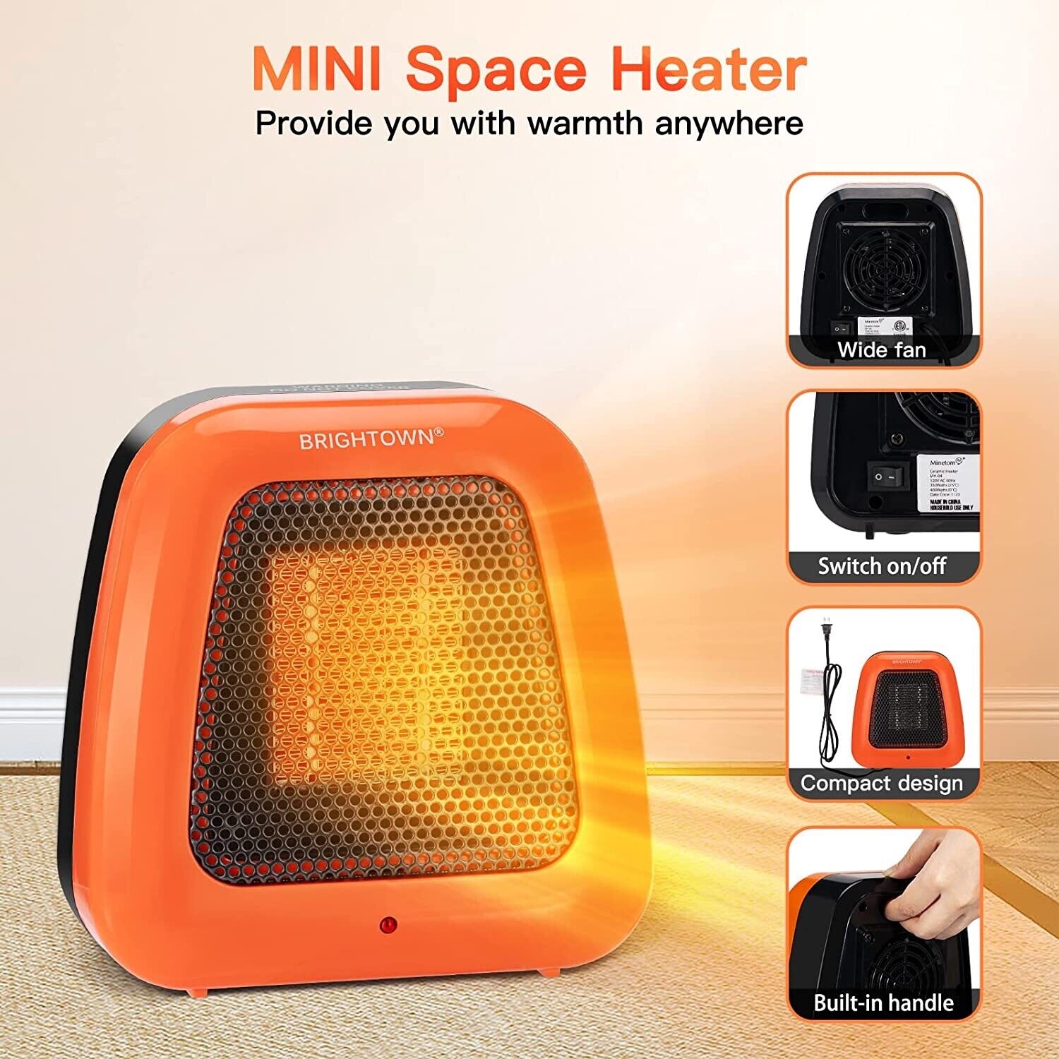 Personal Portable Small Space Heater Indoor Use 400W Mini Heater