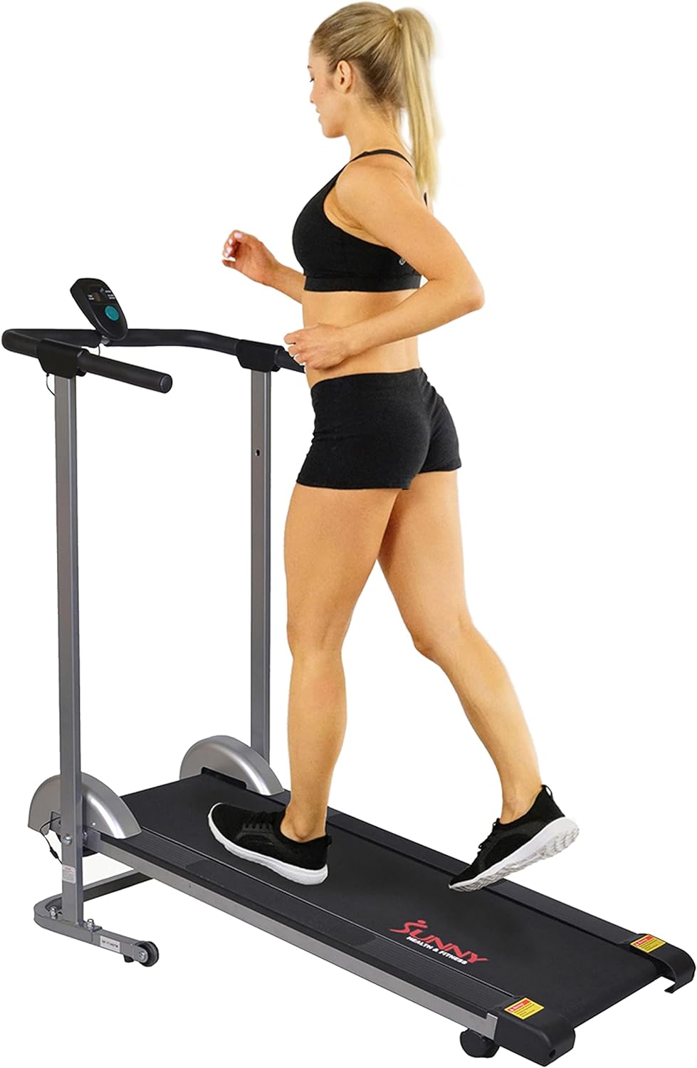 Sunny Health & Fitness SF-T1407M Foldable Manual Walking Treadmill, Gray
